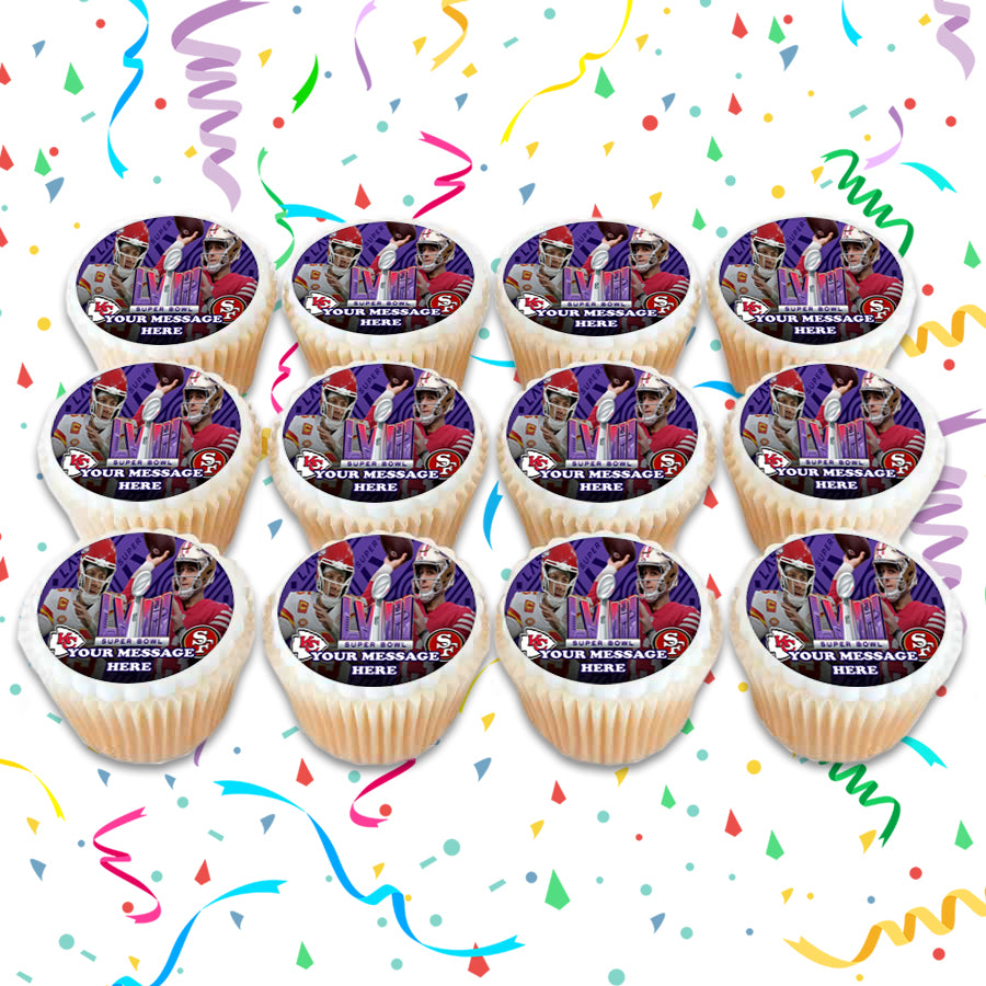 Super Bowl lVIII 2025 Edible Cupcake Toppers (12 Images) Cake Image Ic