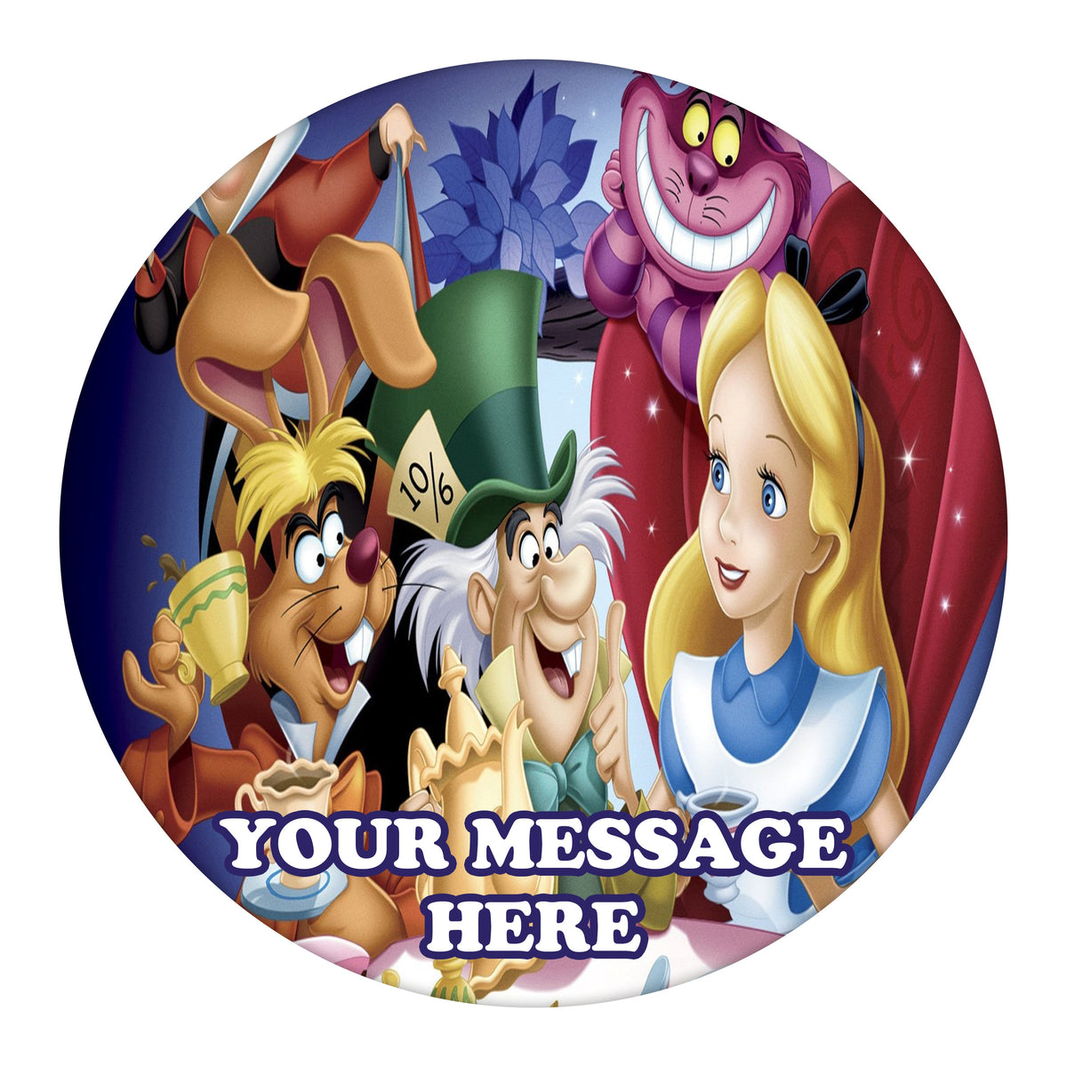 Alice In Wonderland Edible Image Cake Topper Personalized Frosting Icing Sheet Custom Round
