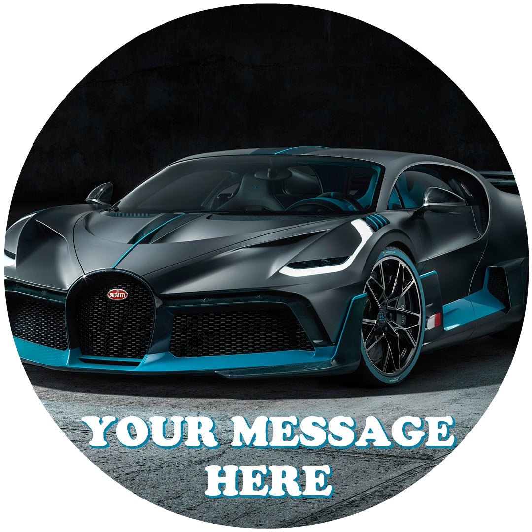 Bugatti Edible Image Cake Topper Personalized Birthday Sheet Custom Frosting Round Circle