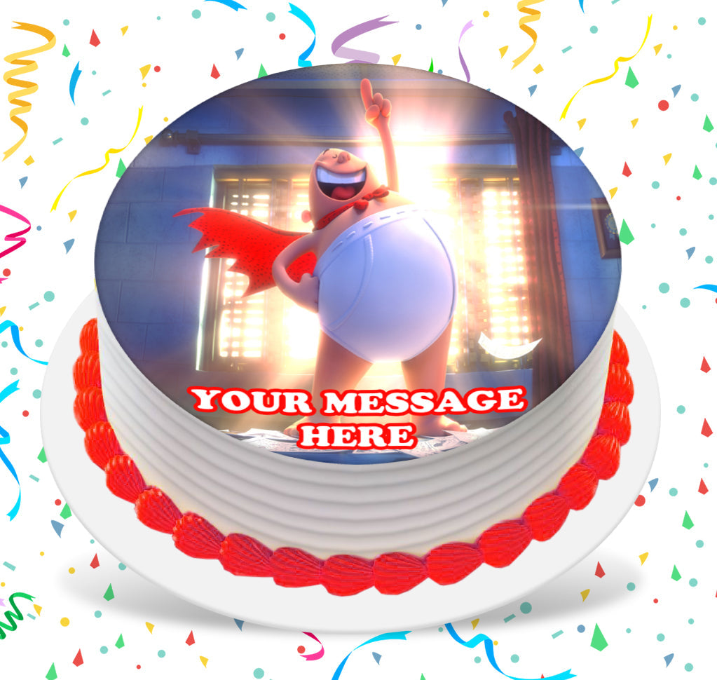 Captain Underpants The First Epic Movie Edible Image Cake Topper Personalized Birthday Sheet Custom Frosting Round Circle