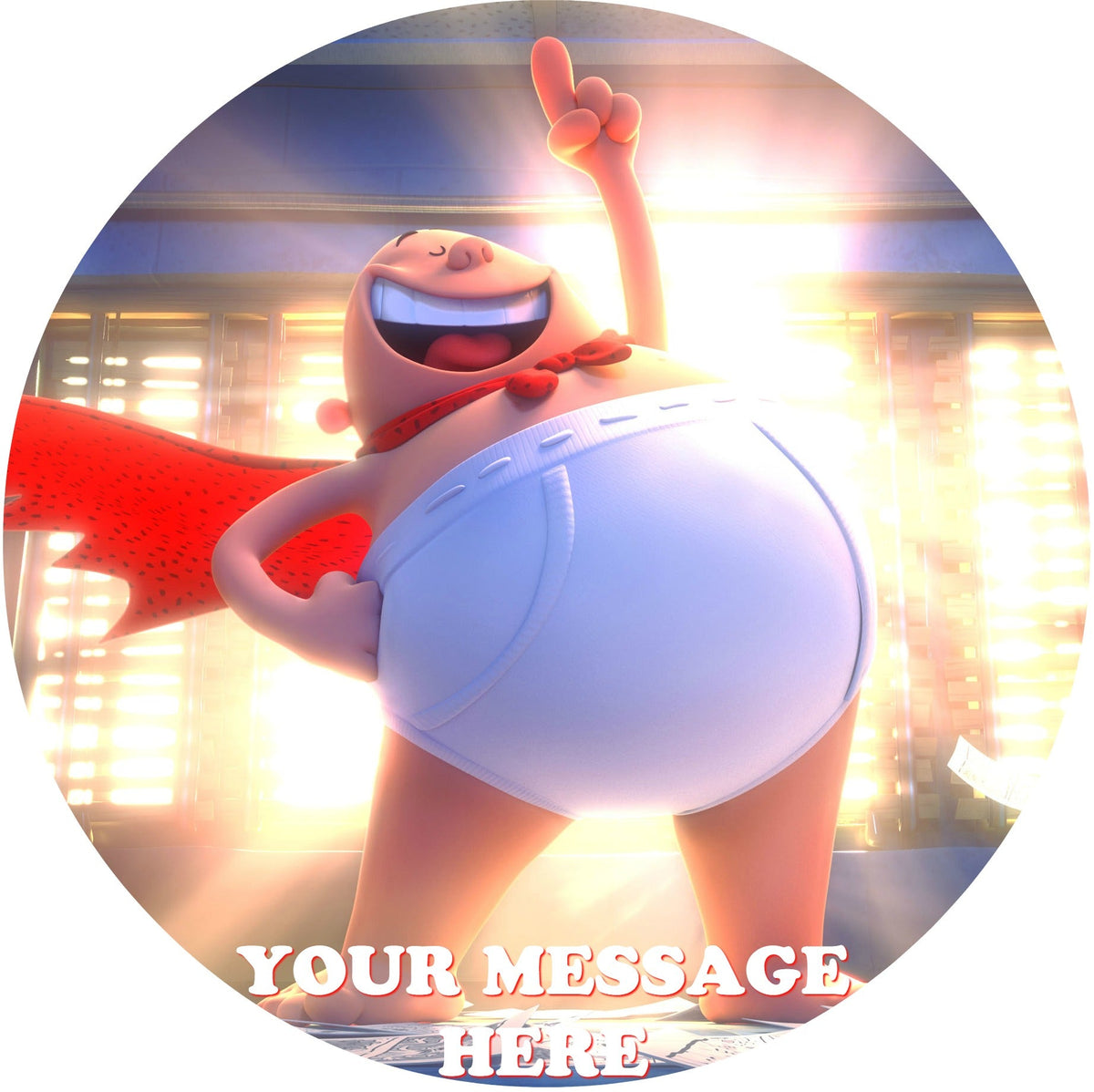 Captain Underpants The First Epic Movie Edible Image Cake Topper Personalized Birthday Sheet Custom Frosting Round Circle