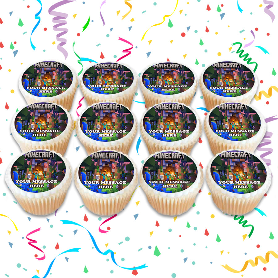 Minecraft Edible Cupcake Toppers (12 Images) Cake Image Icing Sugar Sheet