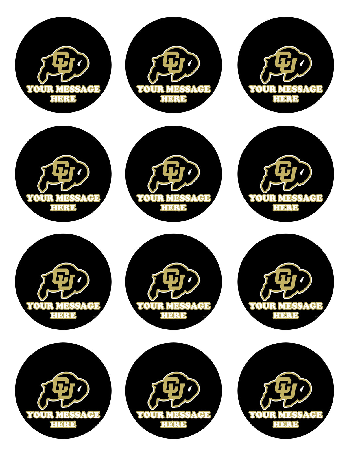 Colorado Buffaloes Edible Cupcake Toppers (12 Images) Cake Image Icing Sugar Sheet