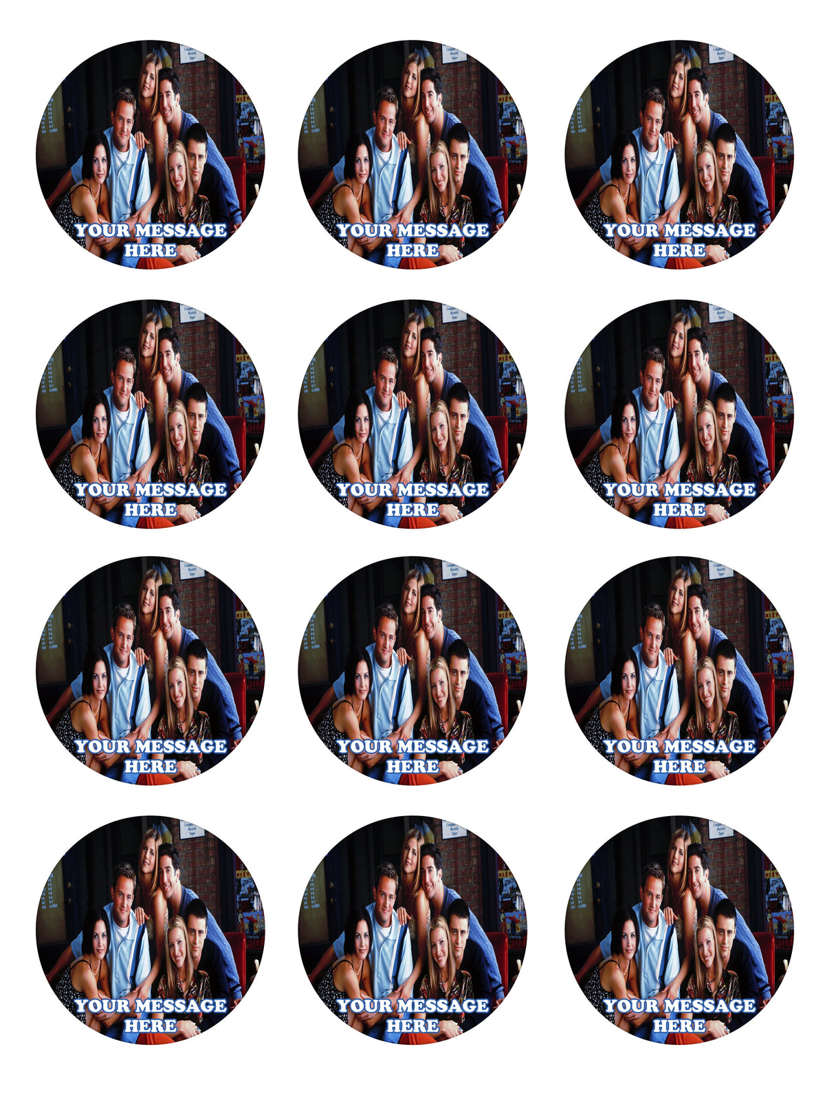 Friends Edible Cupcake Toppers (12 Images) Cake Image Icing Sugar Sheet