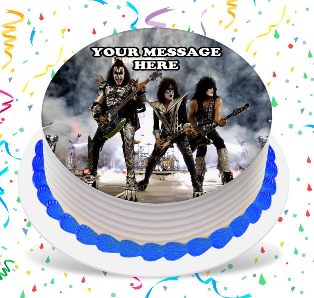 Kiss Edible Image Cake Topper Personalized Birthday Sheet Custom Frosting Round Circle