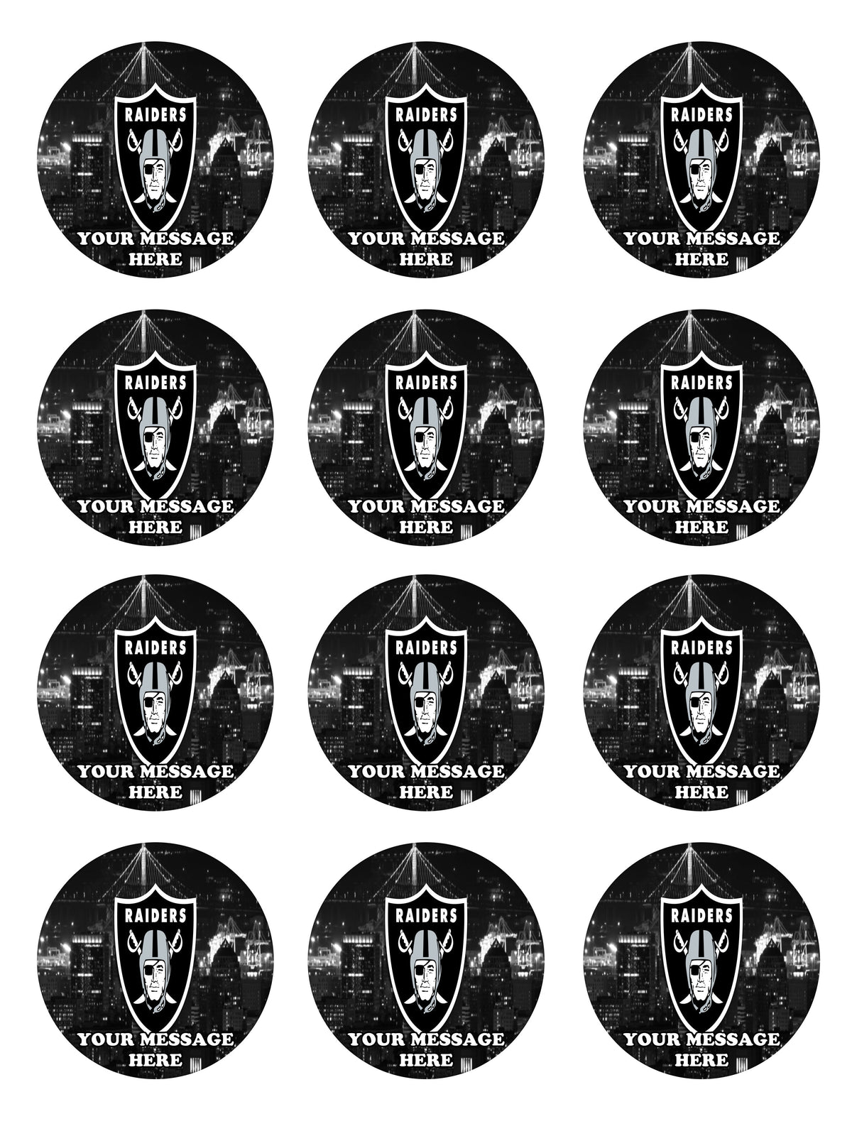 Las Vegas Oakland Raiders Edible Cupcake Toppers (12 Images) Cake Image Icing Sugar Sheet