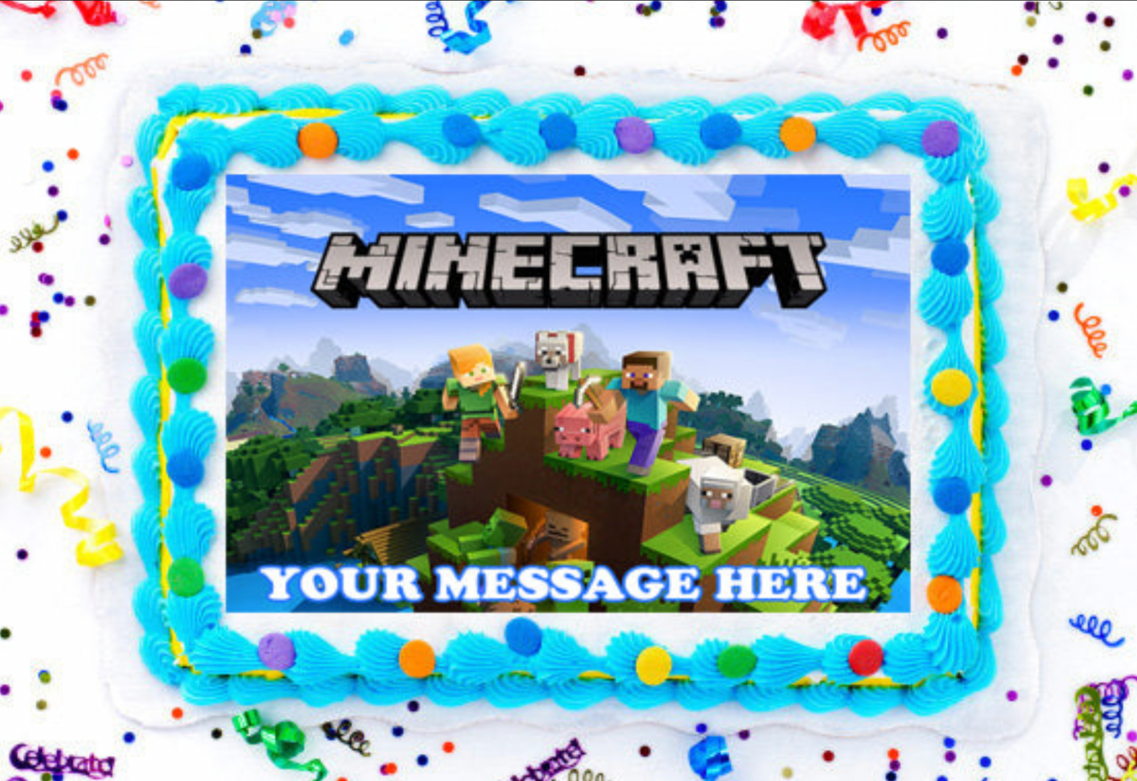 Minecraft Edible Image Cake Topper Personalized Birthday Sheet Decoration Custom Party Frosting Transfer Fondant