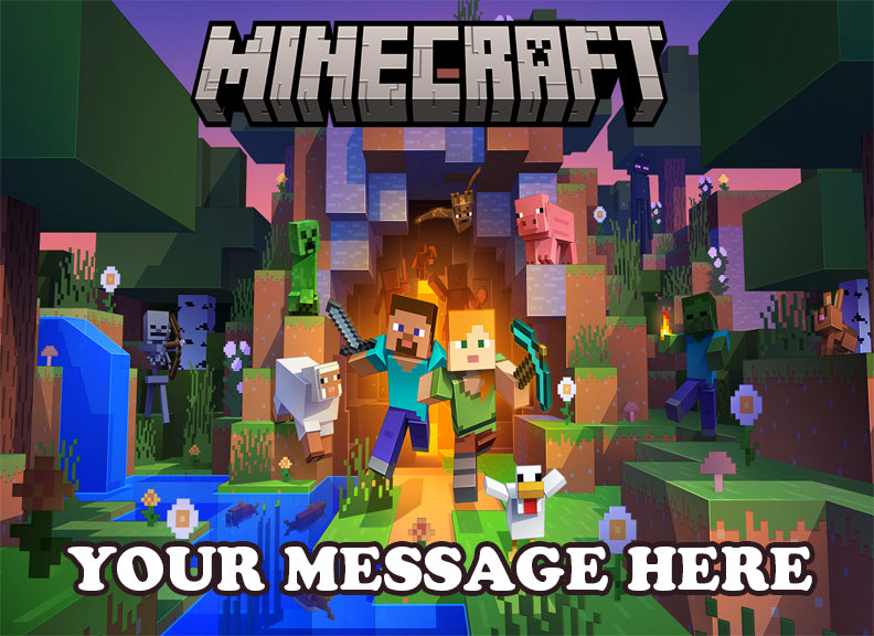 Minecraft Edible Image Cake Topper Personalized Birthday Sheet Decoration Custom Party Frosting Transfer Fondant