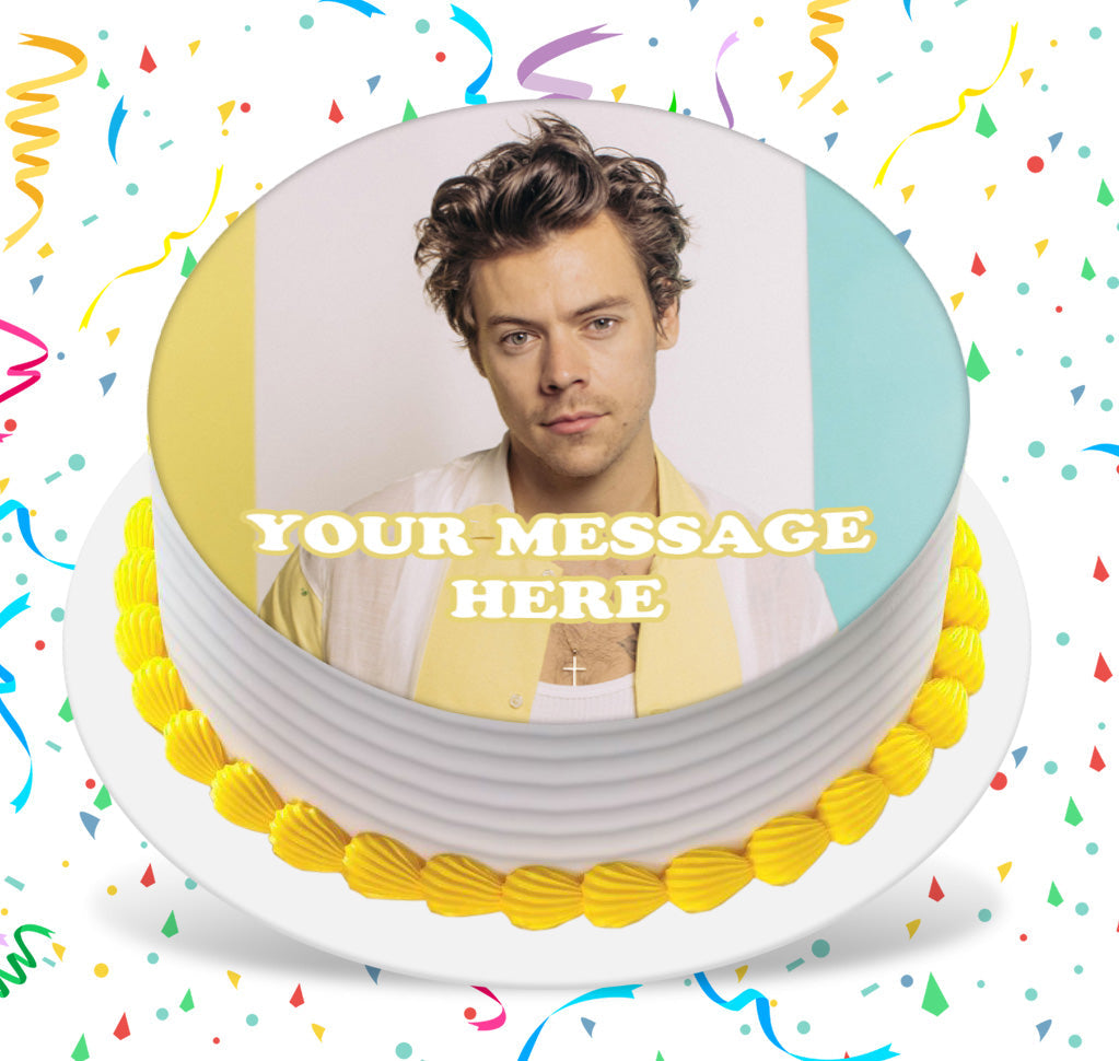 Harry Styles Edible Image Cake Topper Personalized Birthday Sheet Custom Frosting Round Circle