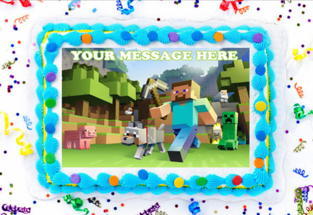 Minecraft Edible Image Cake Topper Personalized Birthday Sheet Decoration Custom Party Frosting Transfer Fondant
