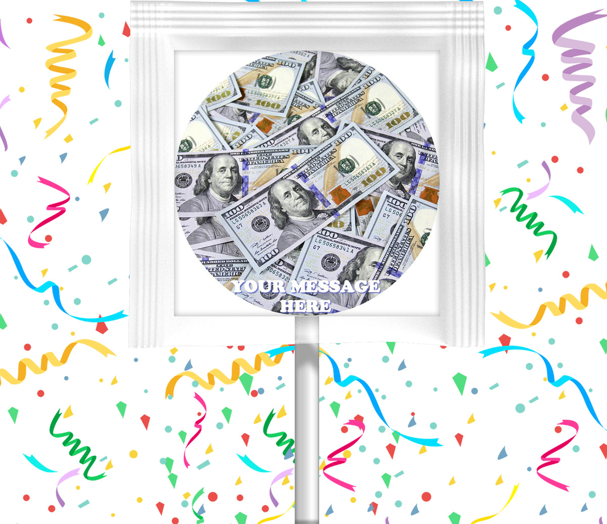 100 Dollar Bills Lollipops Party Favors Personalized Suckers 12 Pcs
