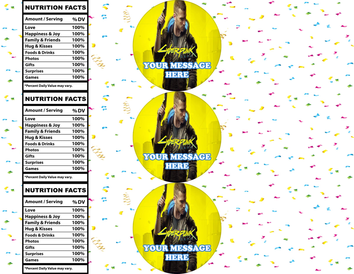 Cyber Punk 2077 Water Bottle Stickers 12 Pcs Labels Party Favors Supplies Decorations