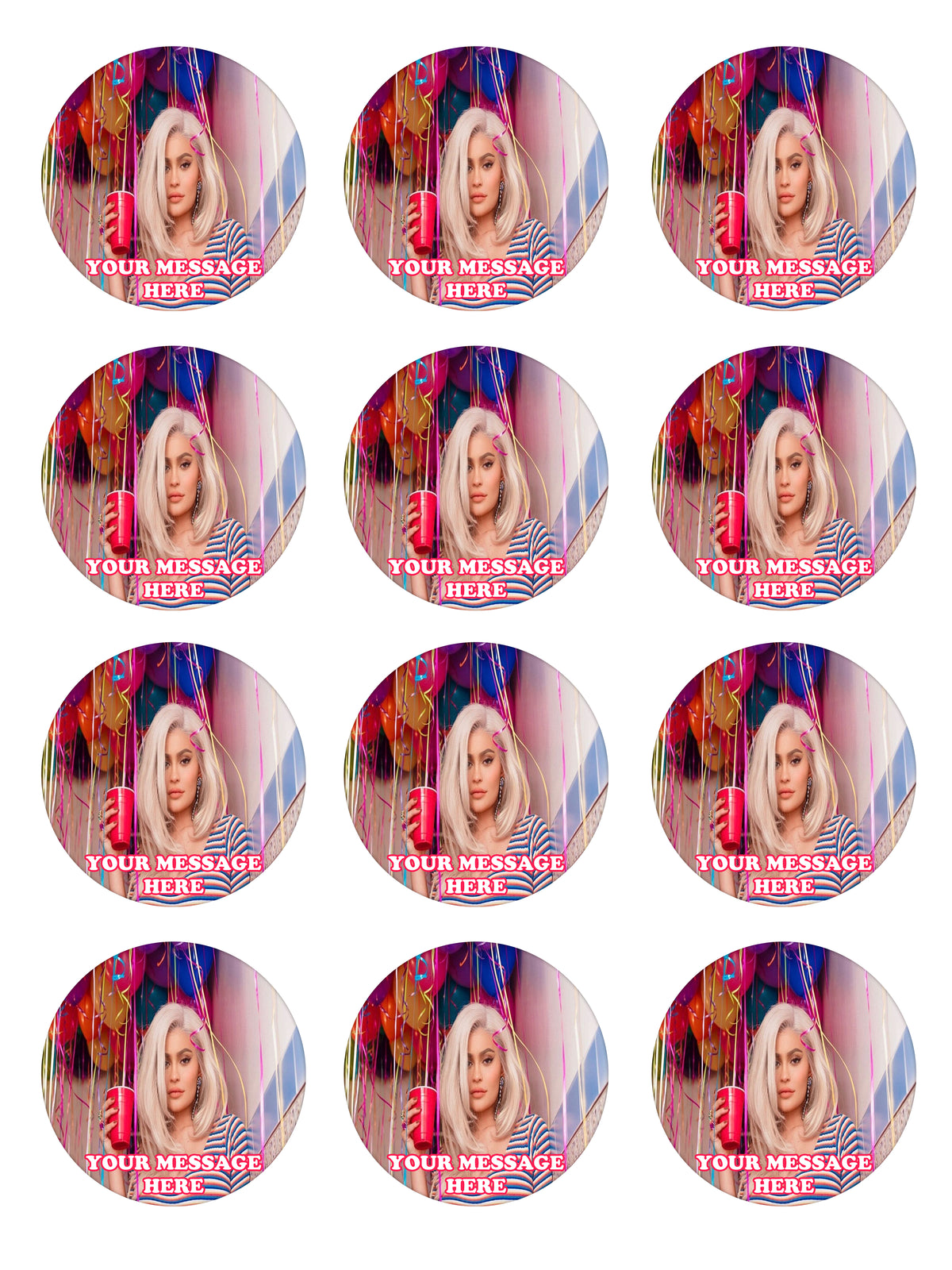 Kylie Jenner Edible Cupcake Toppers (12 Images) Cake Image Icing Sugar Sheet