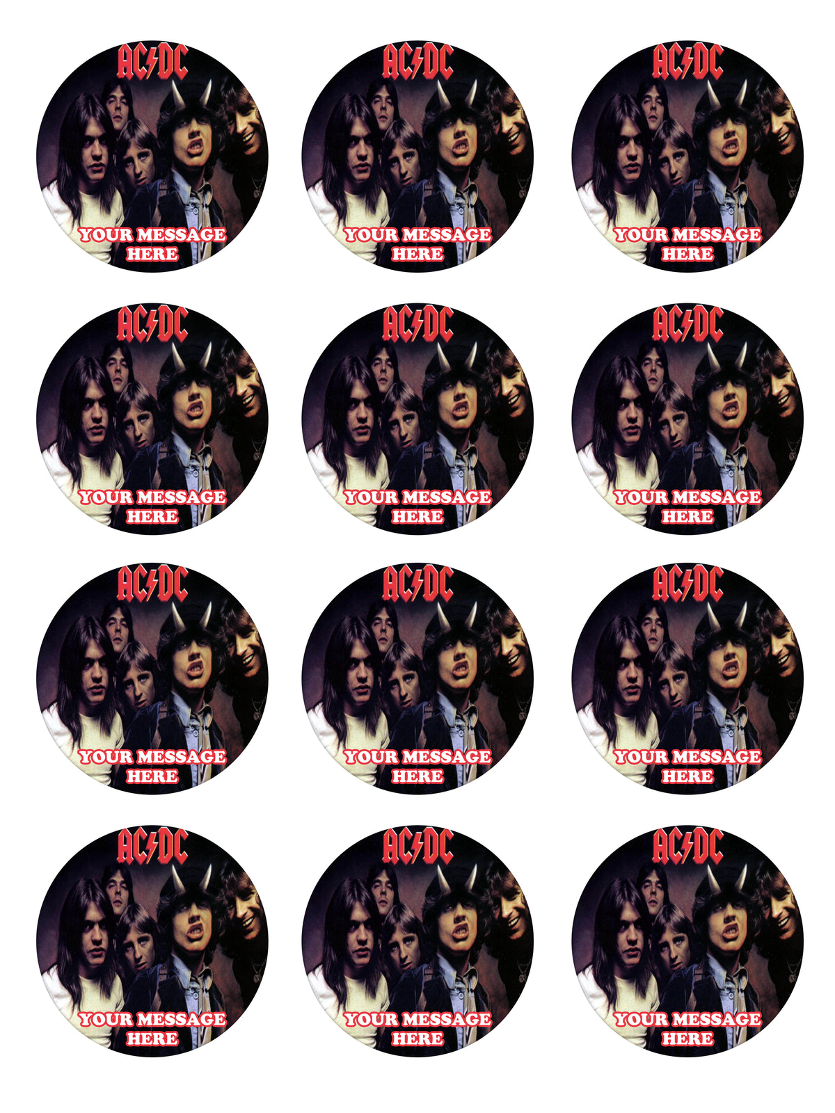 ACDC Party Favors Supplies Decorations Stickers 12 Pcs