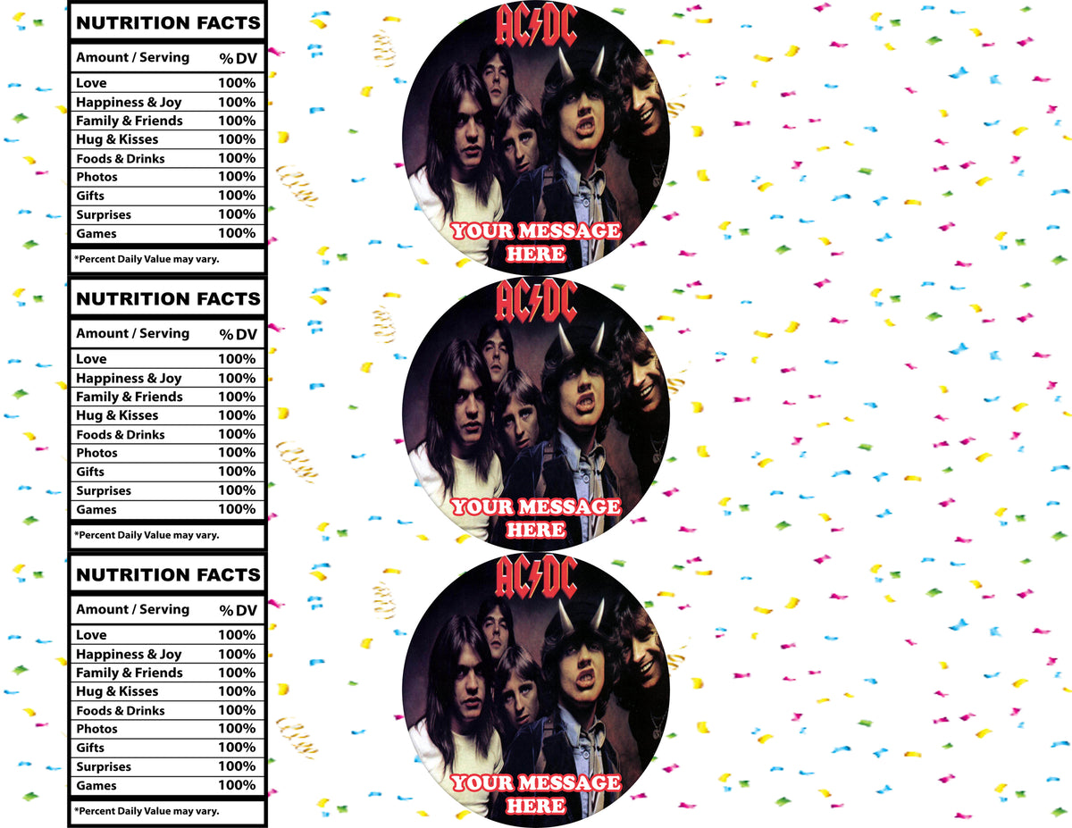 ACDC Water Bottle Stickers 12 Pcs Labels Party Favors Supplies Decorations