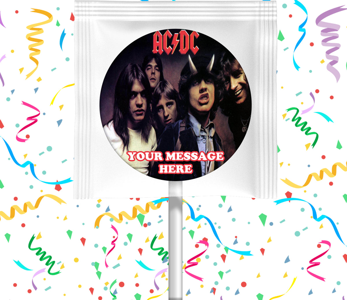 ACDC Lollipops Party Favors Personalized Suckers 12 Pcs