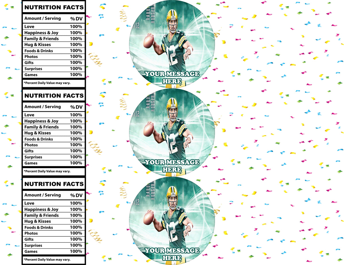 Aaron Rodgers Water Bottle Stickers 12 Pcs Labels Party Favors Supplies Decorations