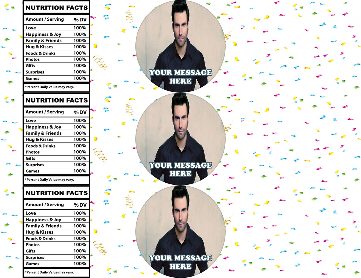 Adam Levine Water Bottle Stickers 12 Pcs Labels Party Favors Supplies Decorations