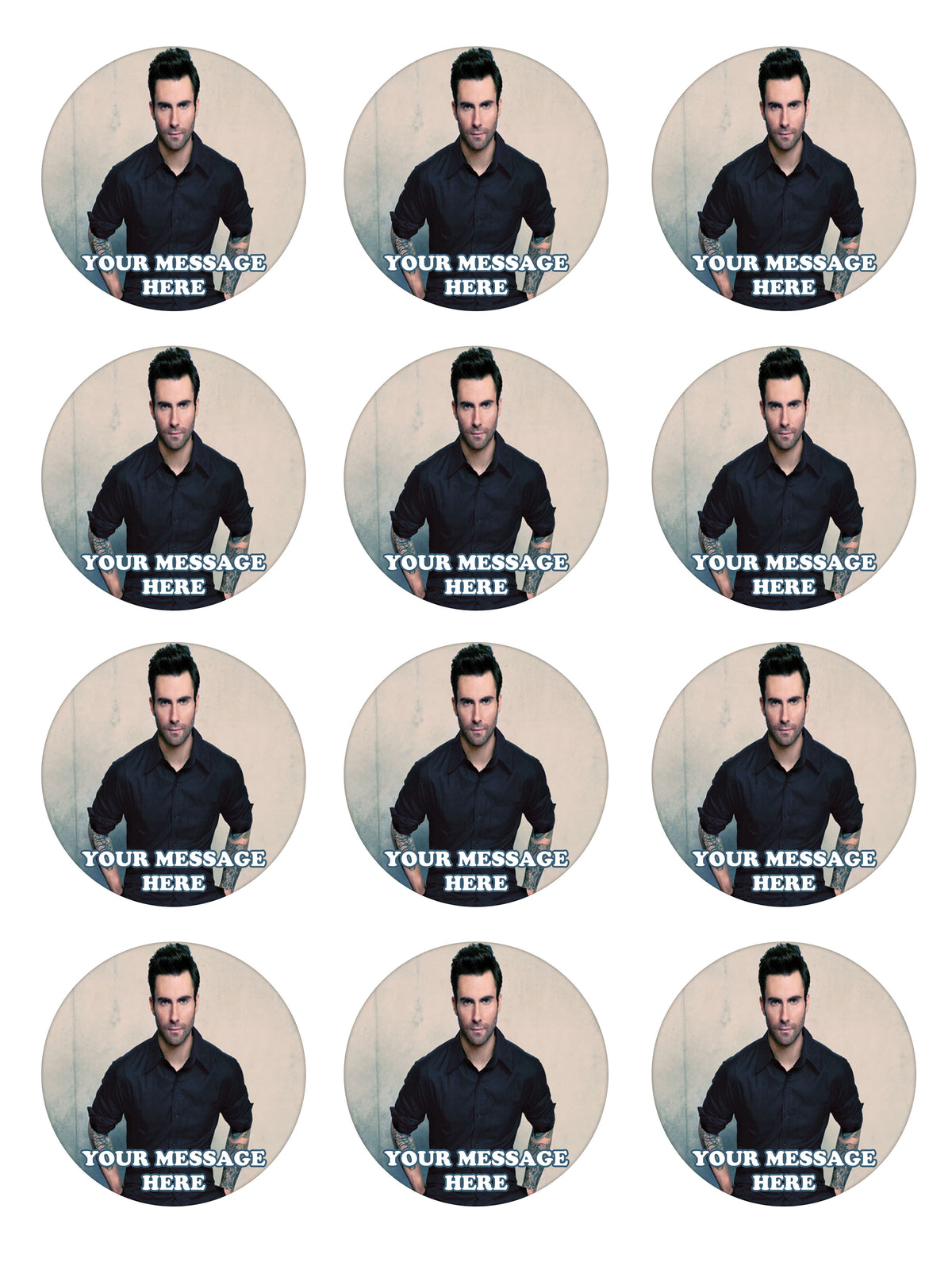 Adam Levine Edible Cupcake Toppers (12 Images) Cake Image Icing Sugar Sheet Edible Cake Images