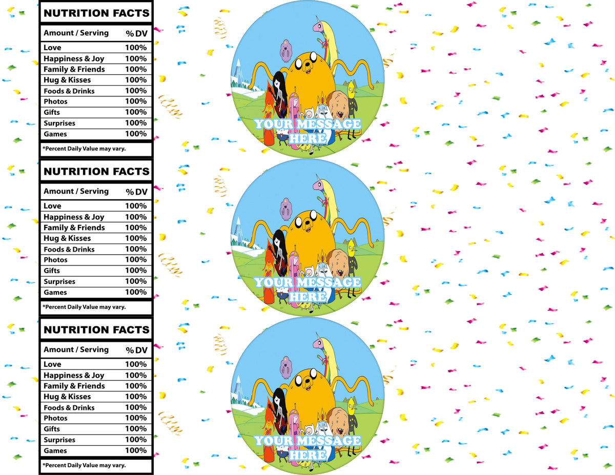 Adventure Time Water Bottle Stickers 12 Pcs Labels Party Favors Supplies Decorations