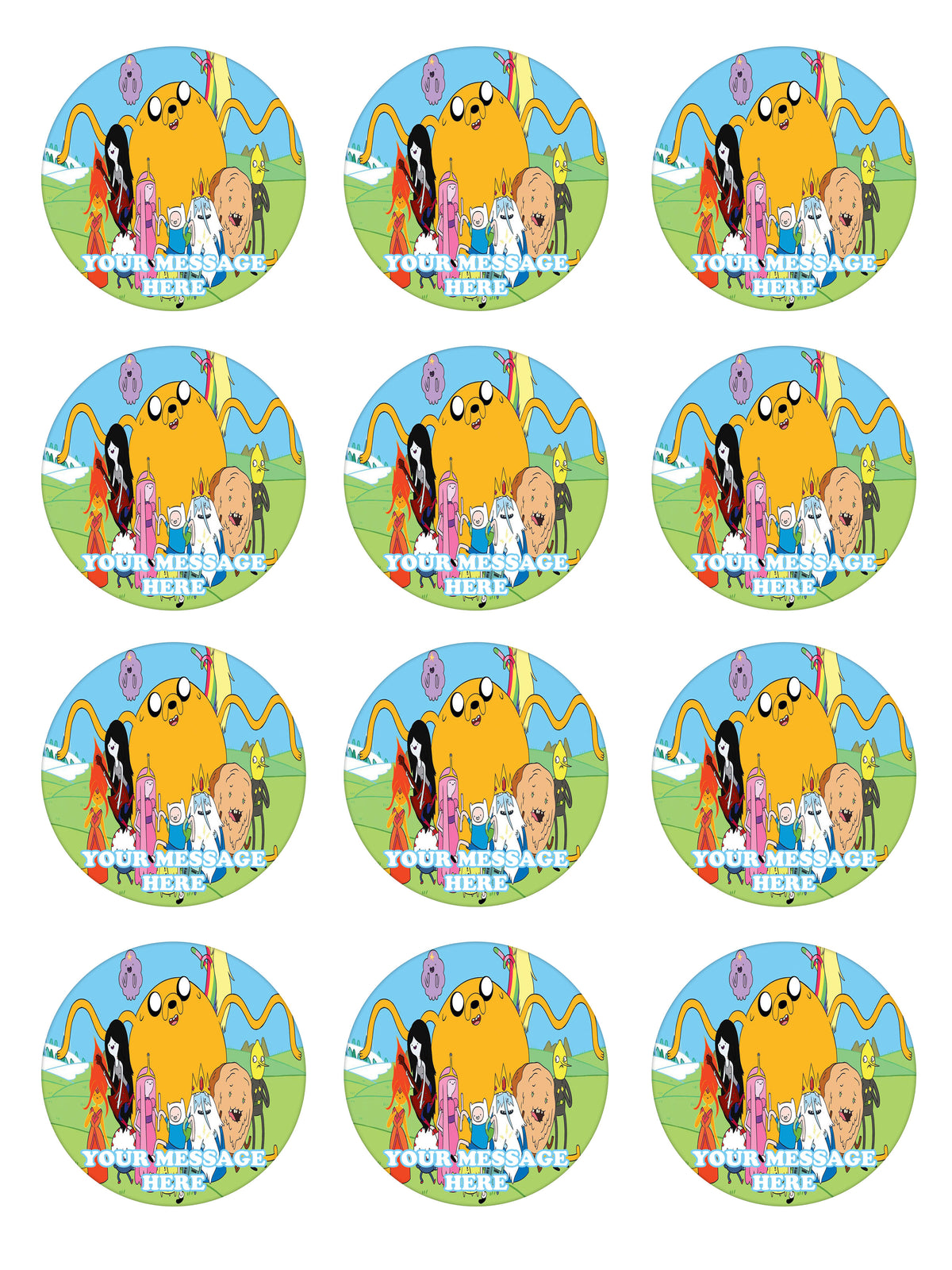 Adventure Time Edible Cupcake Toppers (12 Images) Cake Image Icing Sugar Sheet