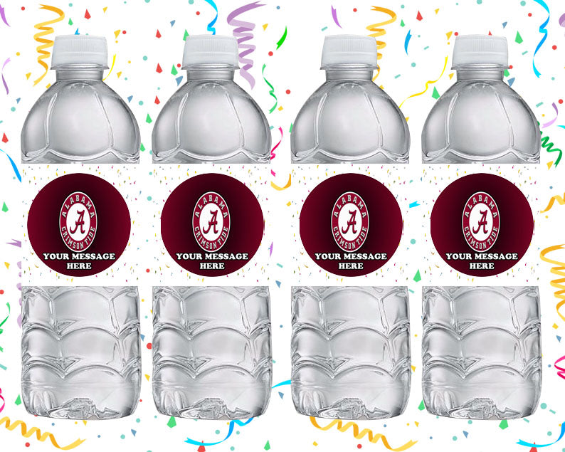 Alabama Crimson Tide Water Bottle Stickers 12 Pcs Labels Party Favors Supplies Decorations