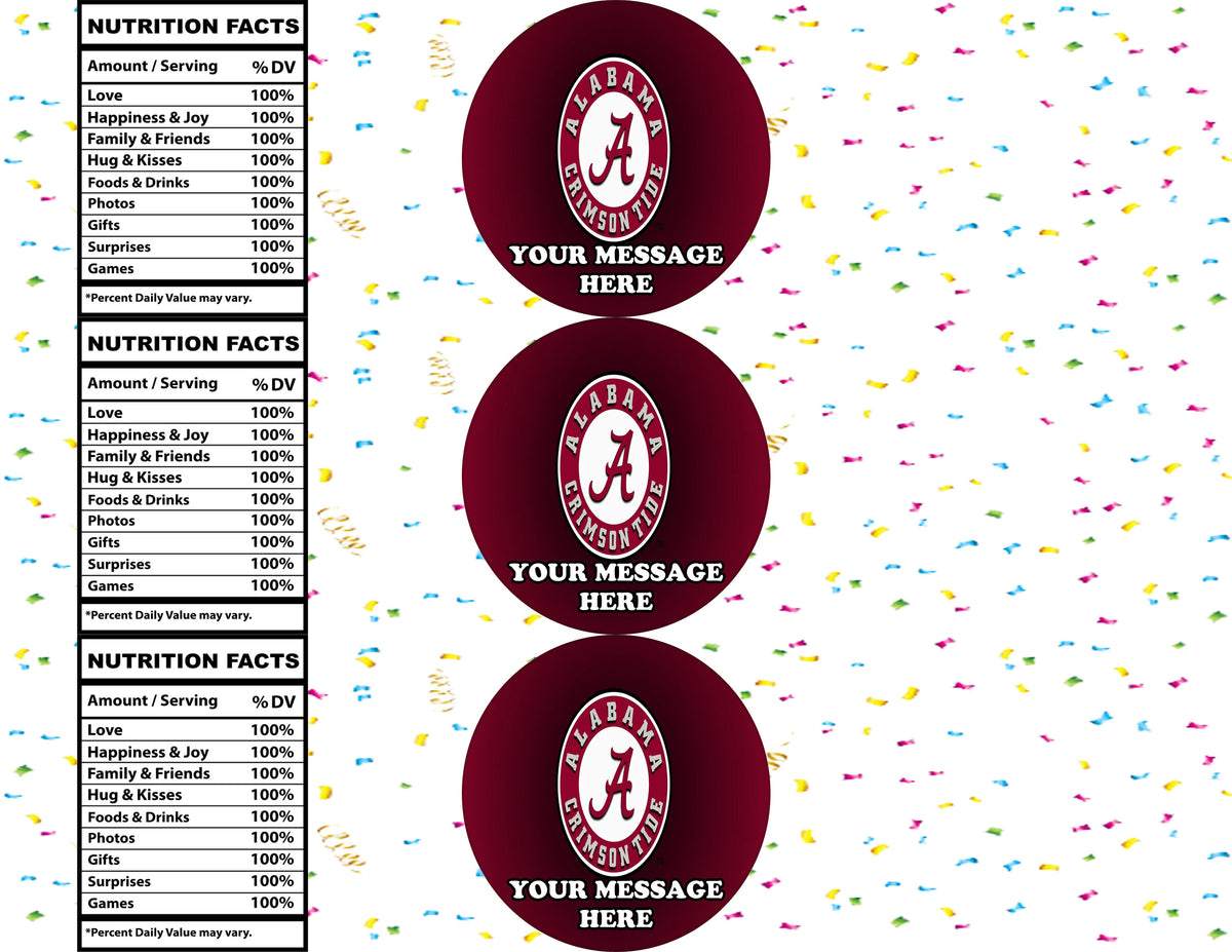 Alabama Crimson Tide Water Bottle Stickers 12 Pcs Labels Party Favors Supplies Decorations