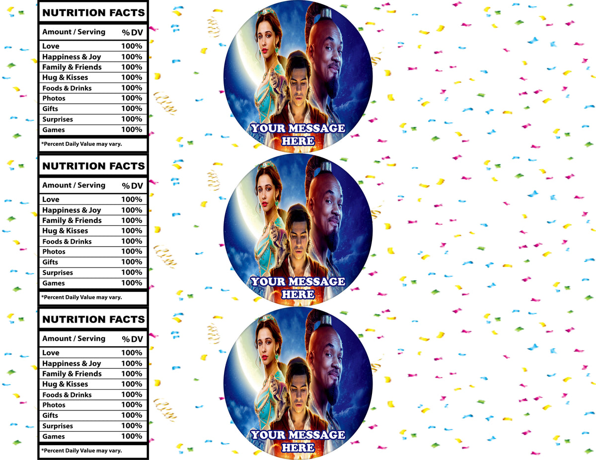 Aladdin Water Bottle Stickers 12 Pcs Labels Party Favors Supplies Decorations