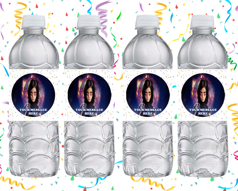 Alita Battle Angel Water Bottle Stickers 12 Pcs Labels Party Favors Supplies Decorations