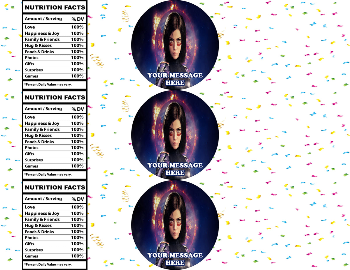 Alita Battle Angel Water Bottle Stickers 12 Pcs Labels Party Favors Supplies Decorations