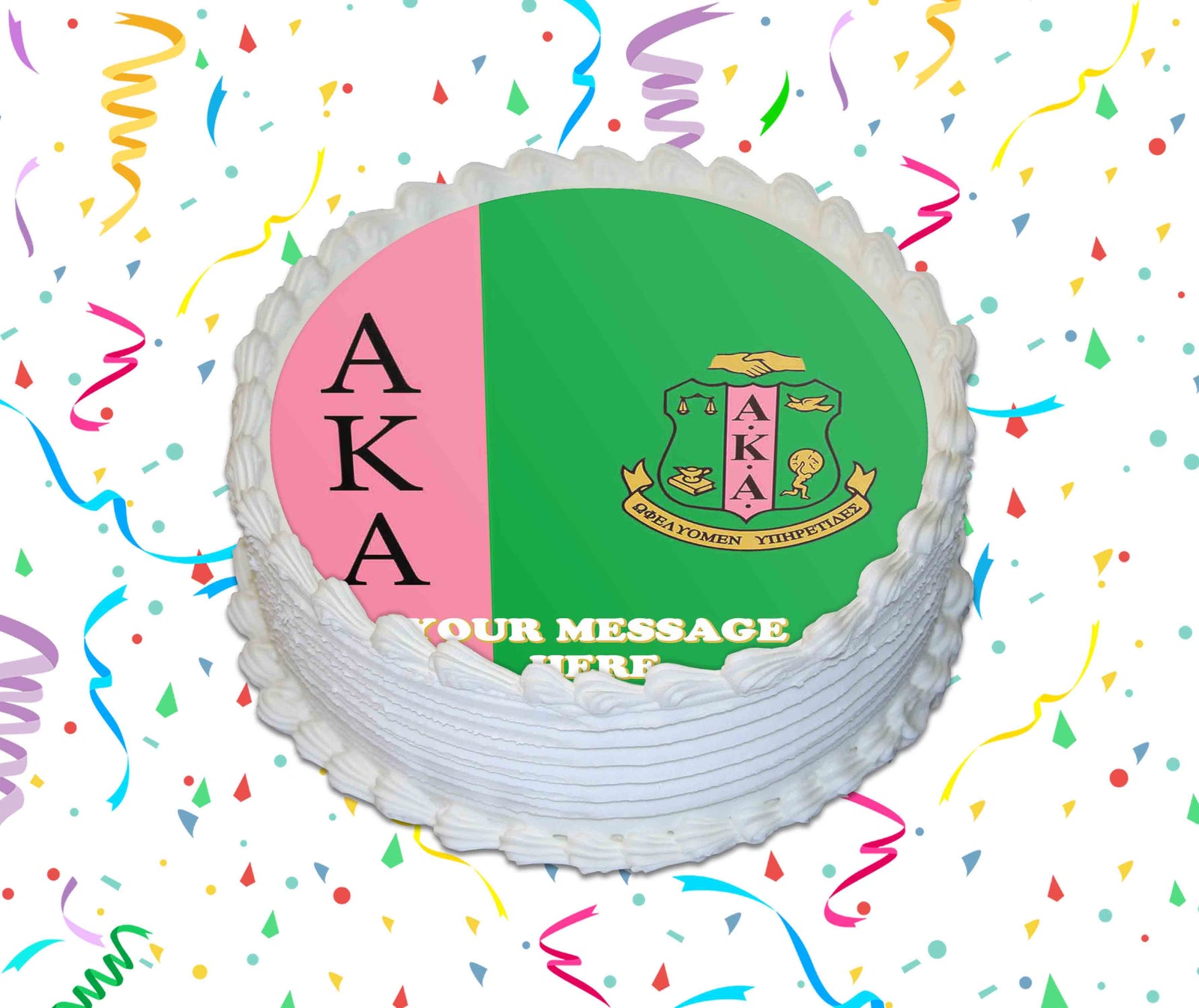 Alpha Kappa Alpha AKA Edible Image Cake Topper Personalized Frosting Icing Sheet Custom Round