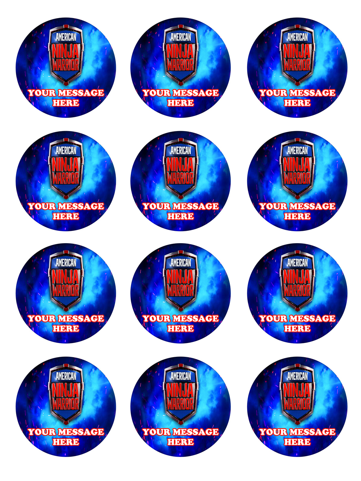 American Ninja Warrior Party Favors Supplies Decorations Stickers 12 Pcs