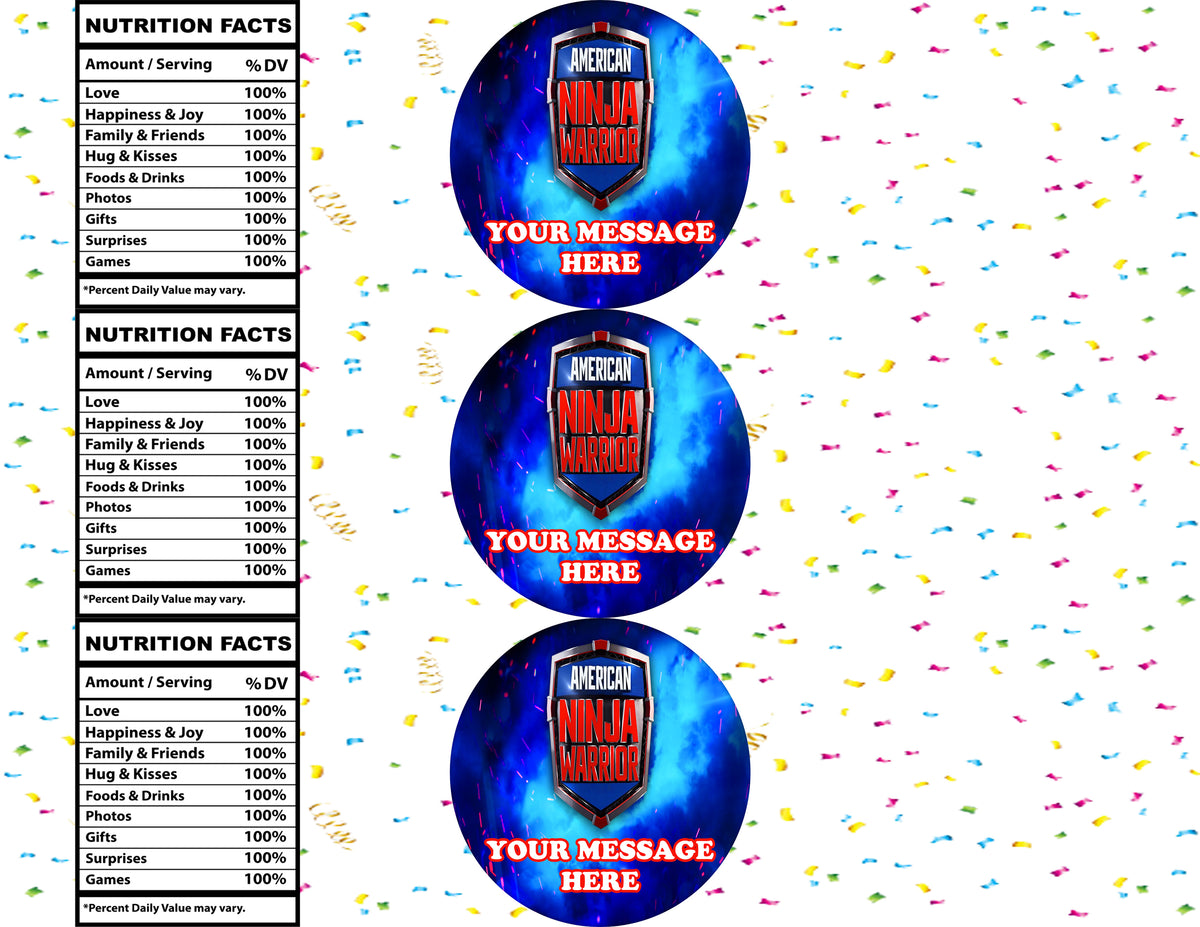American Ninja Warrior Water Bottle Stickers 12 Pcs Labels Party Favors Supplies Decorations