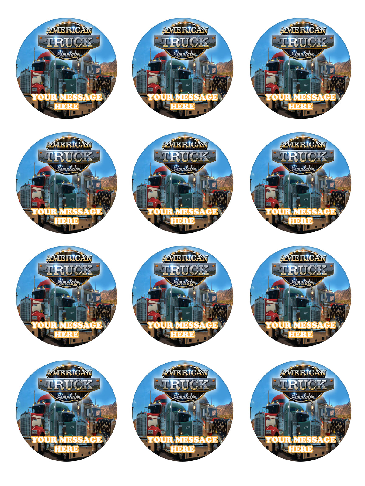 American Truck Simulator Party Favors Supplies Decorations Stickers 12 Pcs