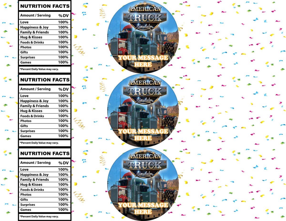 American Truck Simulator Water Bottle Stickers 12 Pcs Labels Party Favors Supplies Decorations