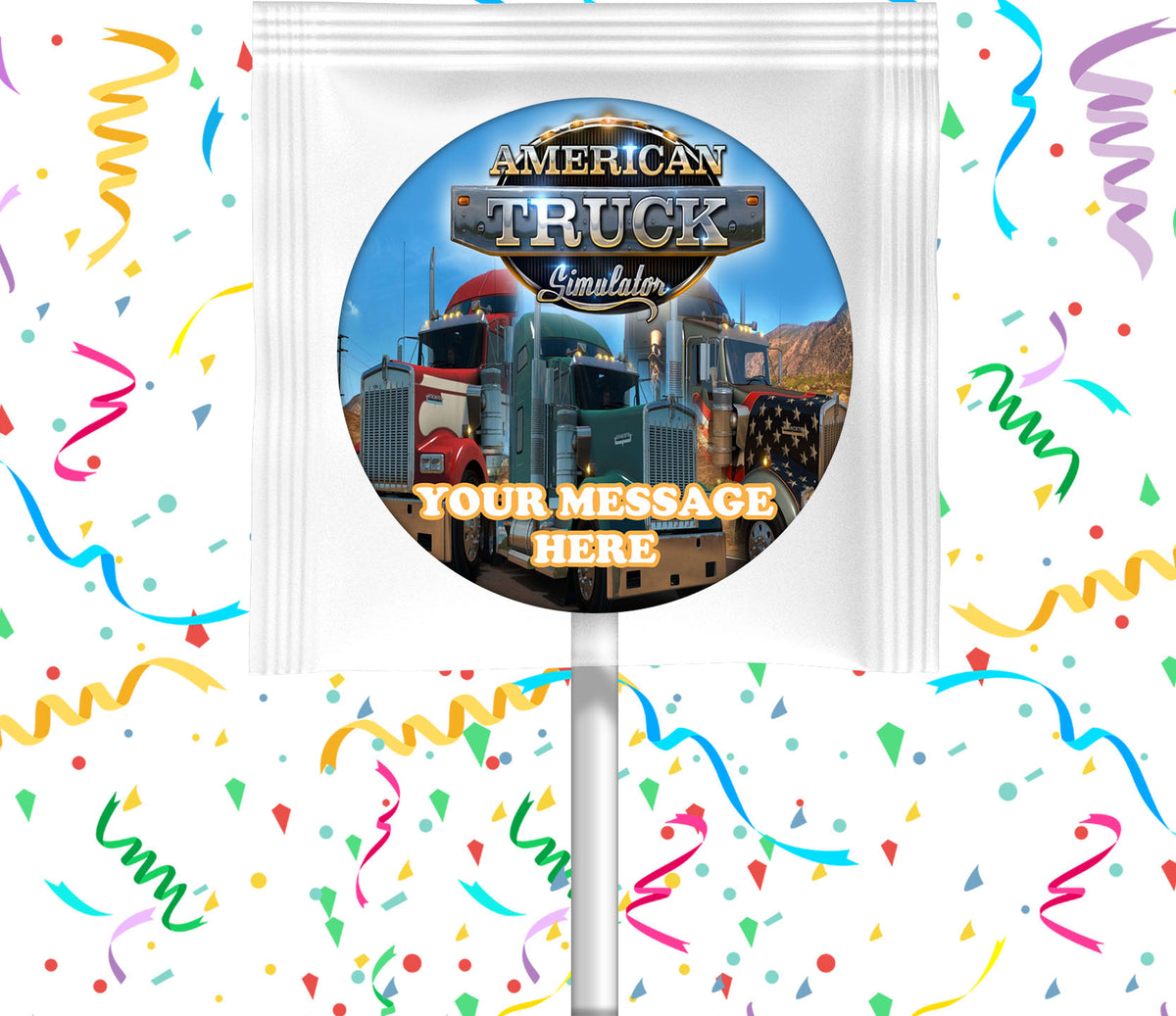 American Truck Simulator Lollipops Party Favors Personalized Suckers 12 Pcs
