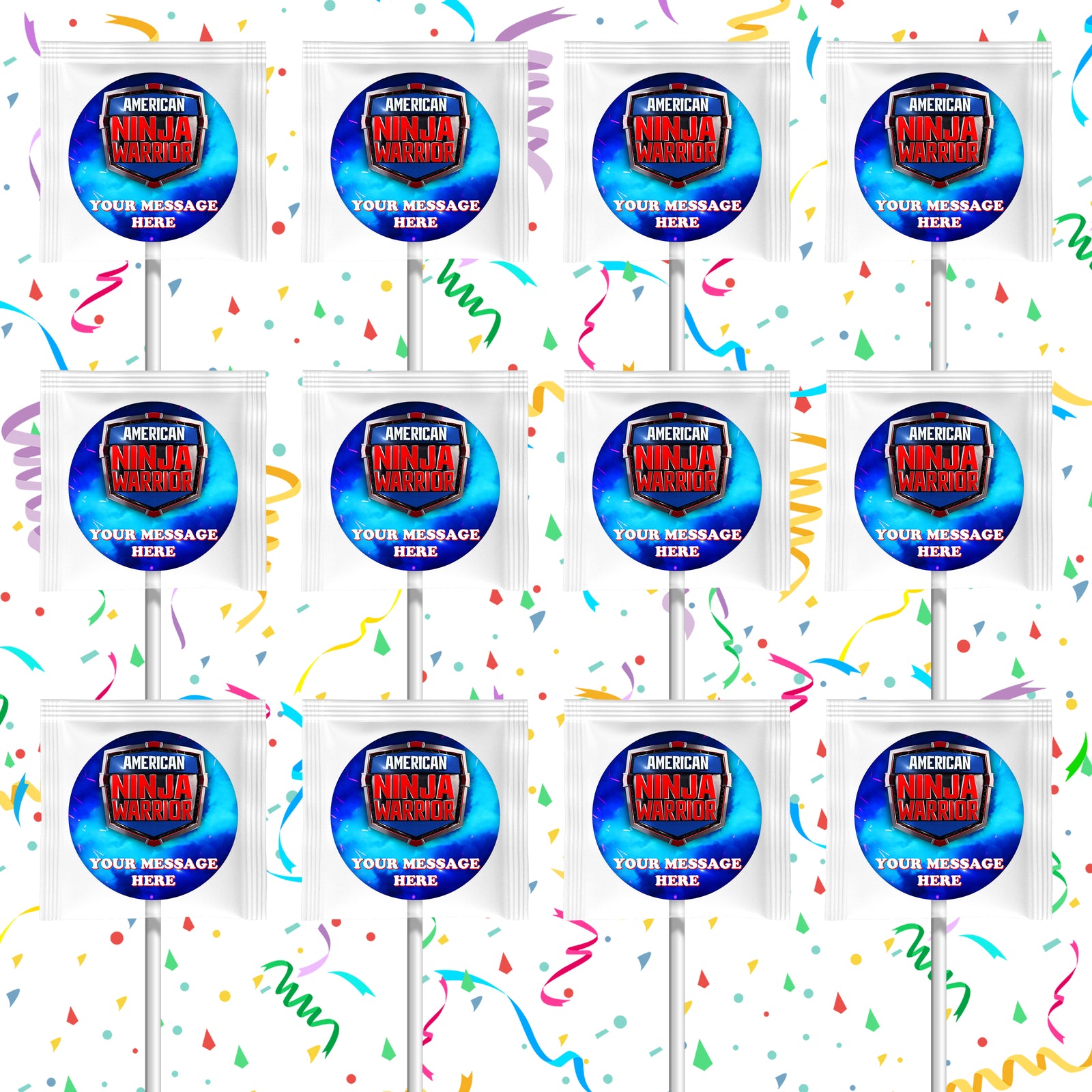 American Ninja Warrior Lollipops Party Favors Personalized Suckers 12 Pcs