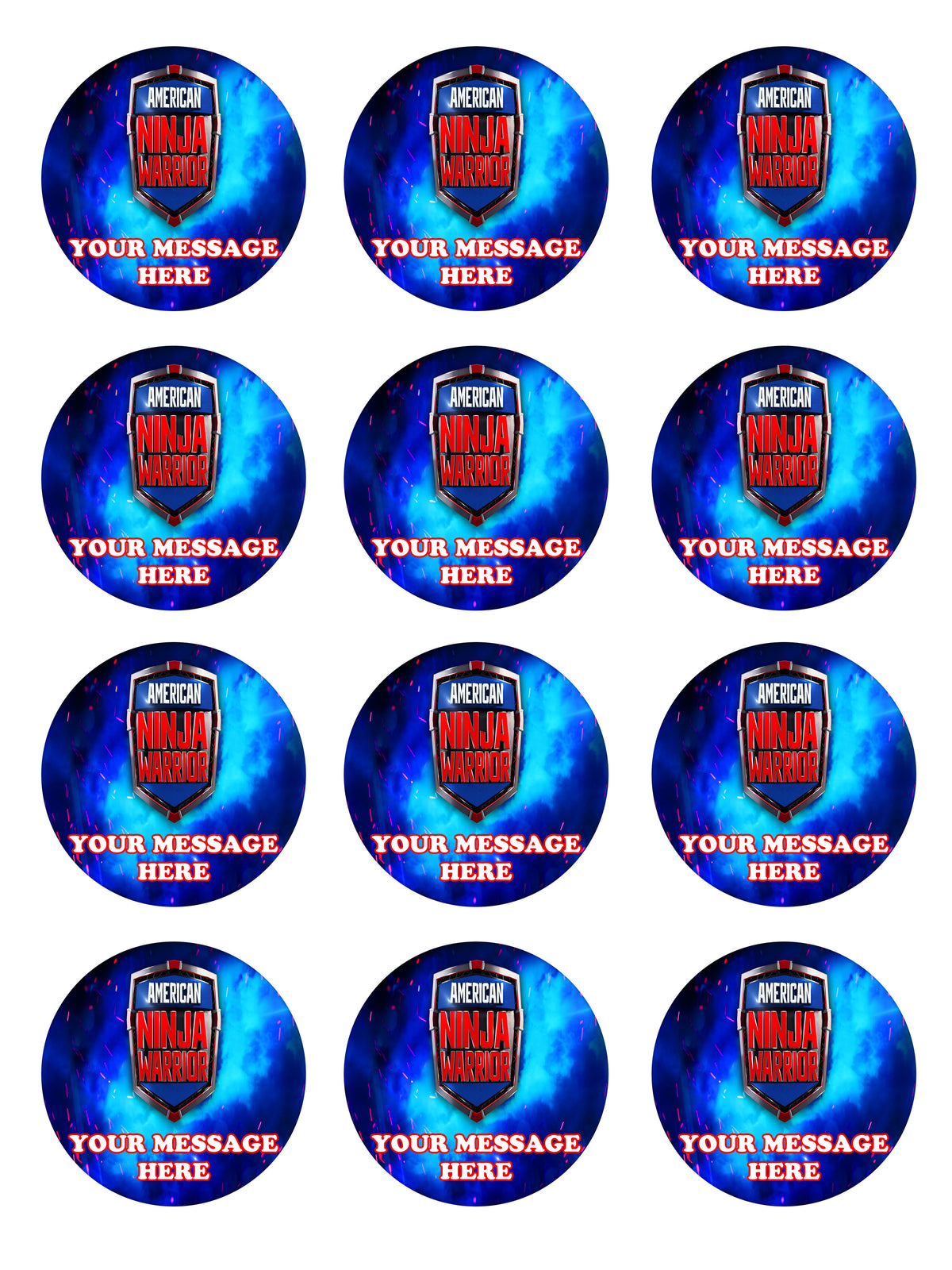 American Ninja Warrior Edible Cupcake Toppers (12 Images) Cake Image Icing Sugar Sheet