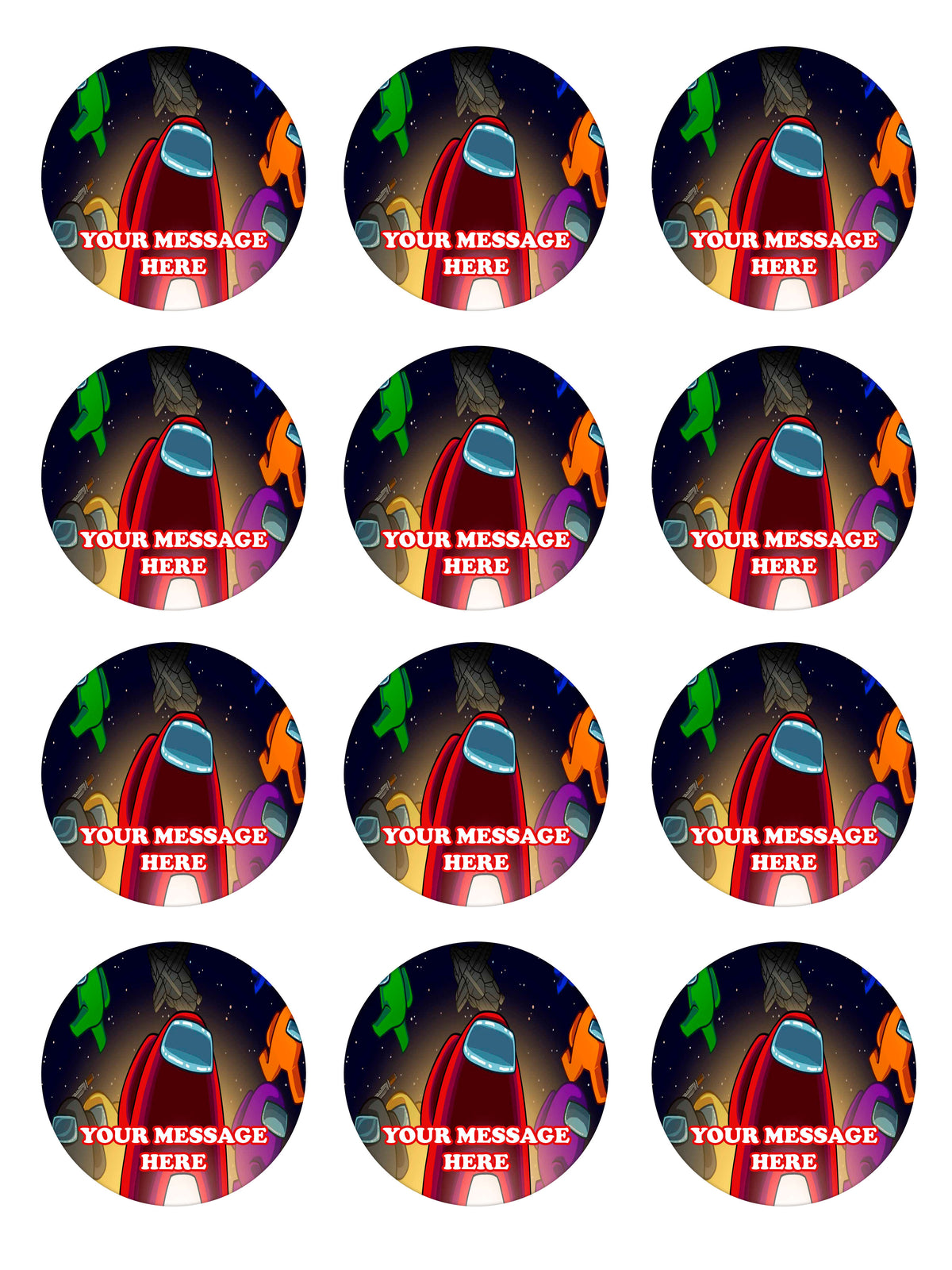 Among Us Edible Cupcake Toppers (12 Images) Cake Image Icing Sugar Sheet