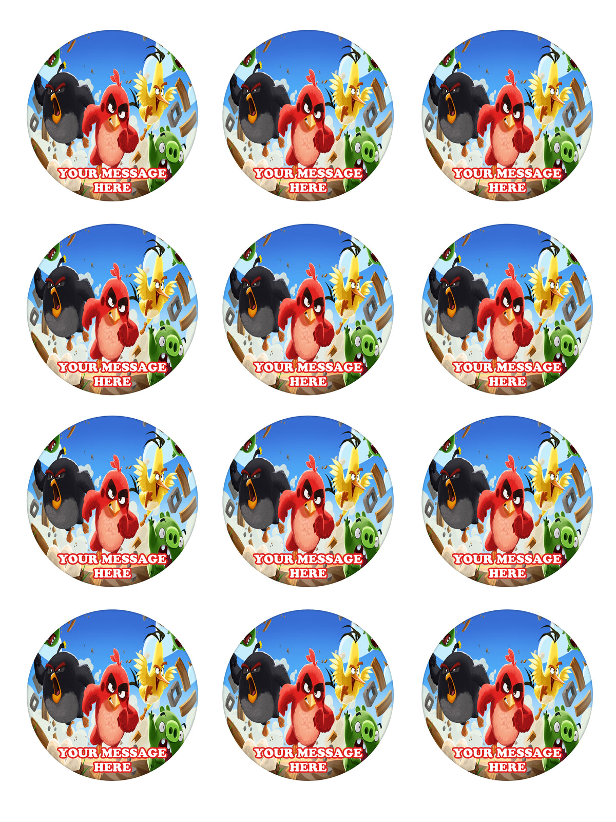 Angry Birds Party Favors Supplies Decorations Stickers 12 Pcs
