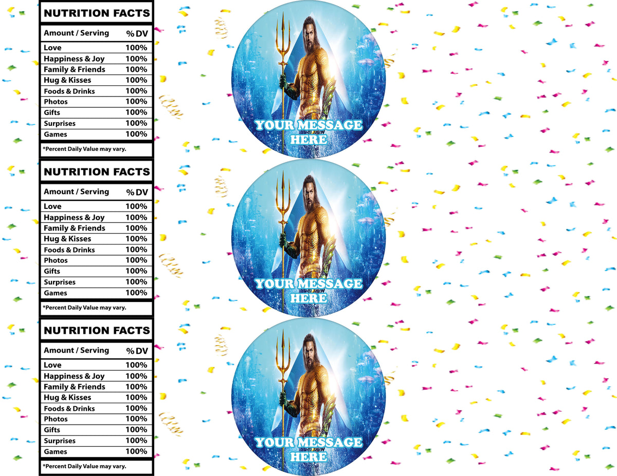 Aquaman Water Bottle Stickers 12 Pcs Labels Party Favors Supplies Decorations