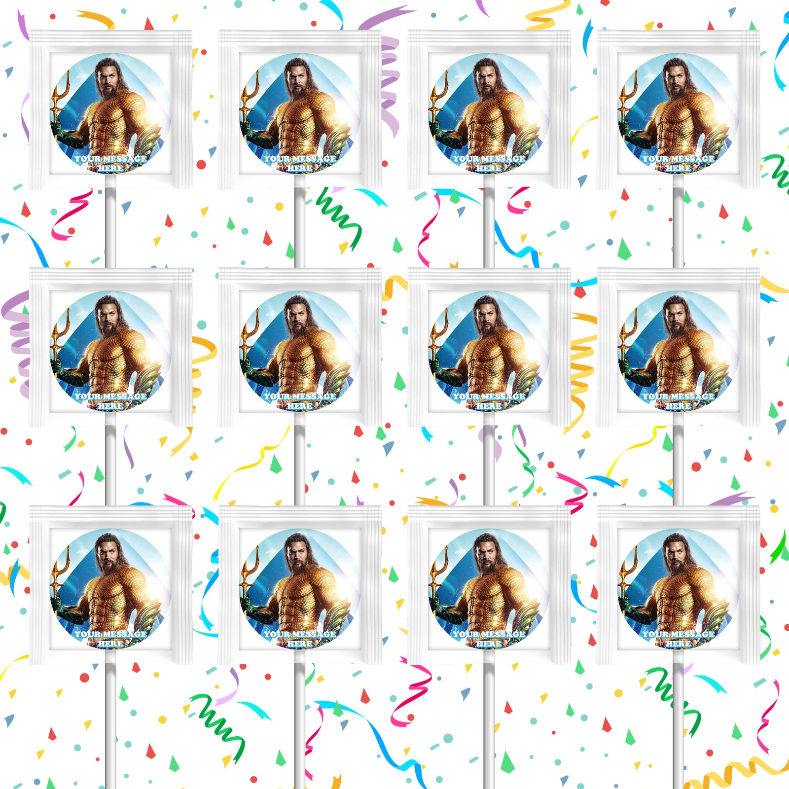 Aquaman Lollipops Party Favors Personalized Suckers 12 Pcs