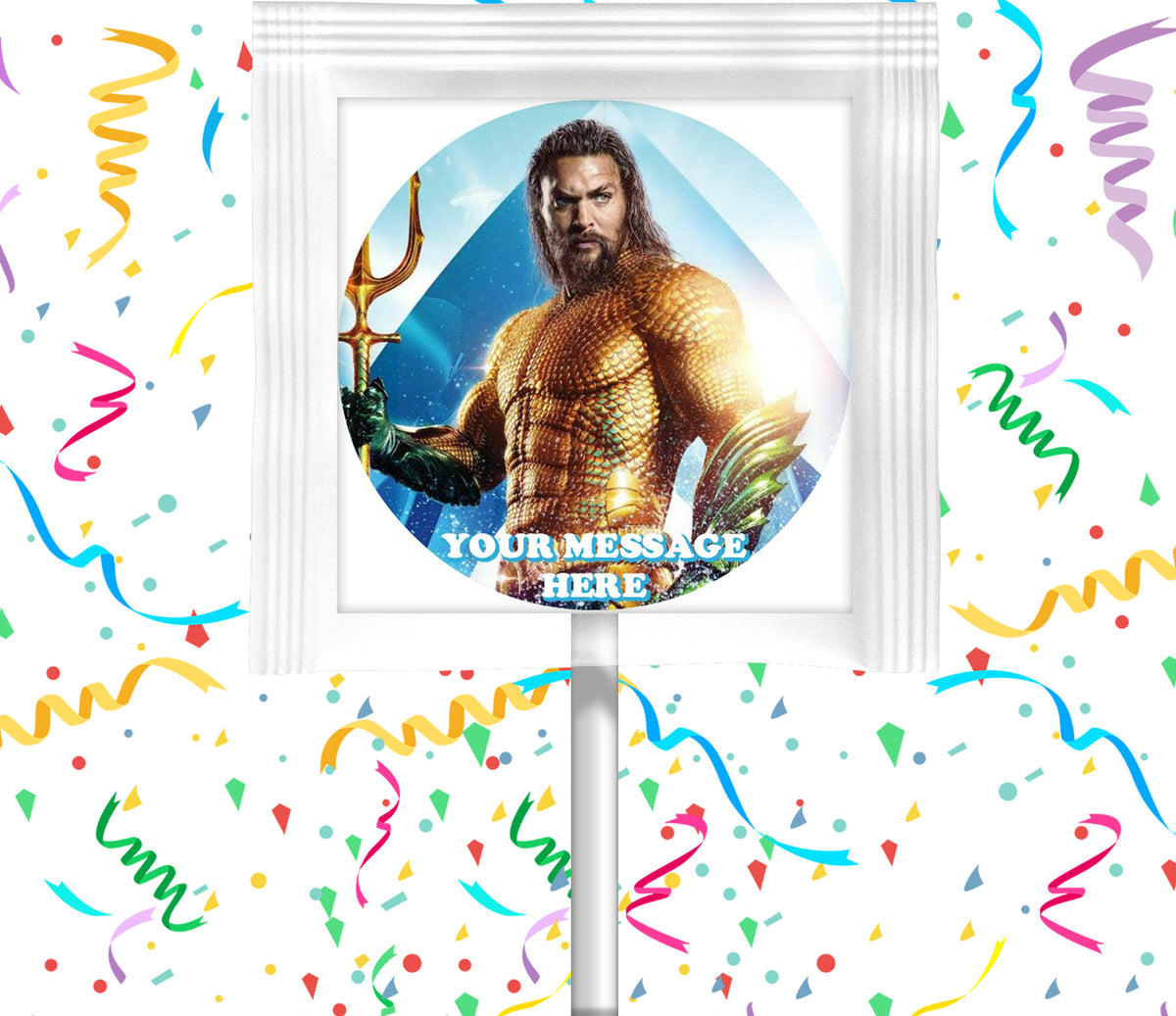 Aquaman Lollipops Party Favors Personalized Suckers 12 Pcs