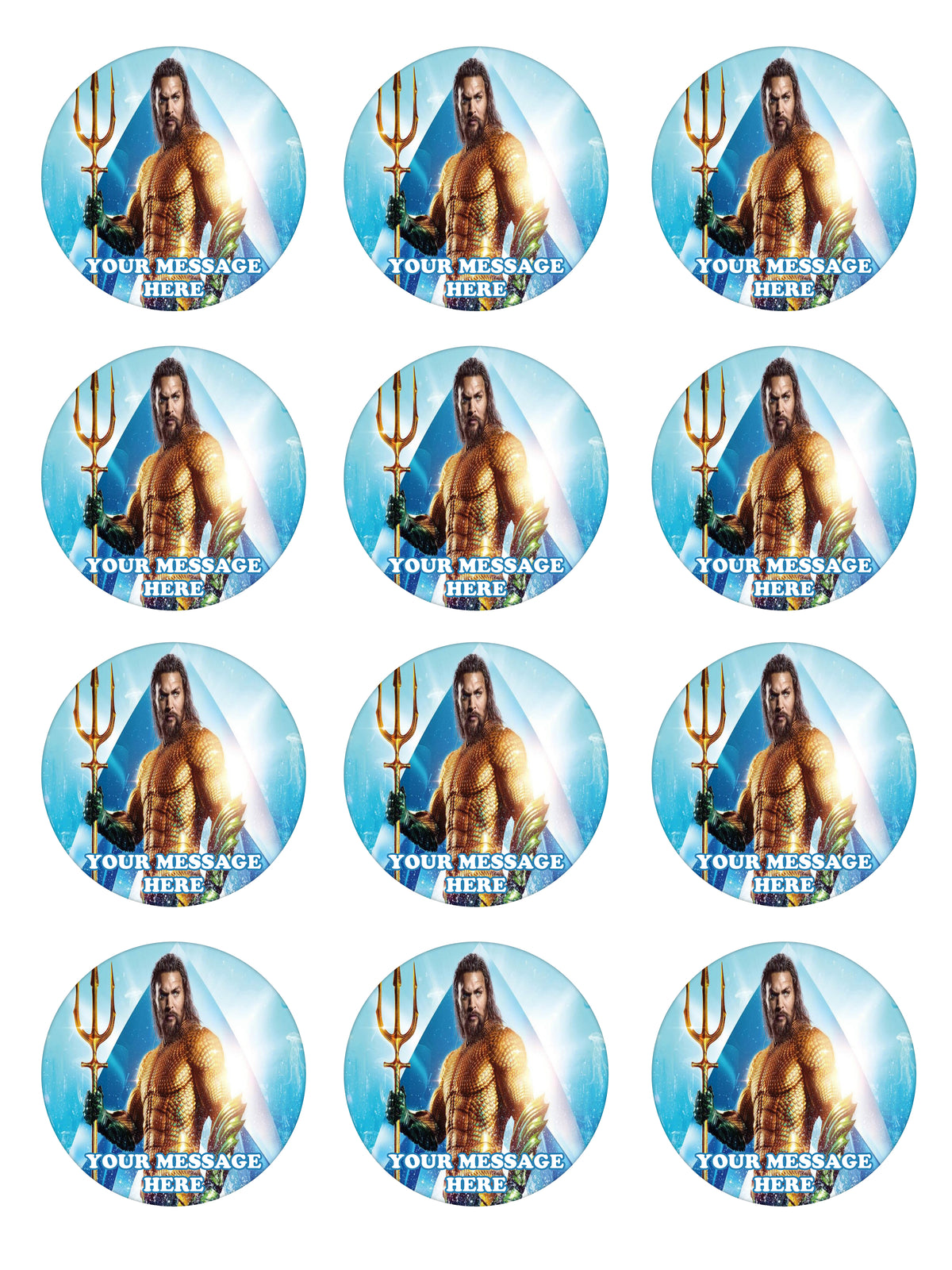 Aquaman Edible Cupcake Toppers (12 Images) Cake Image Icing Sugar Sheet