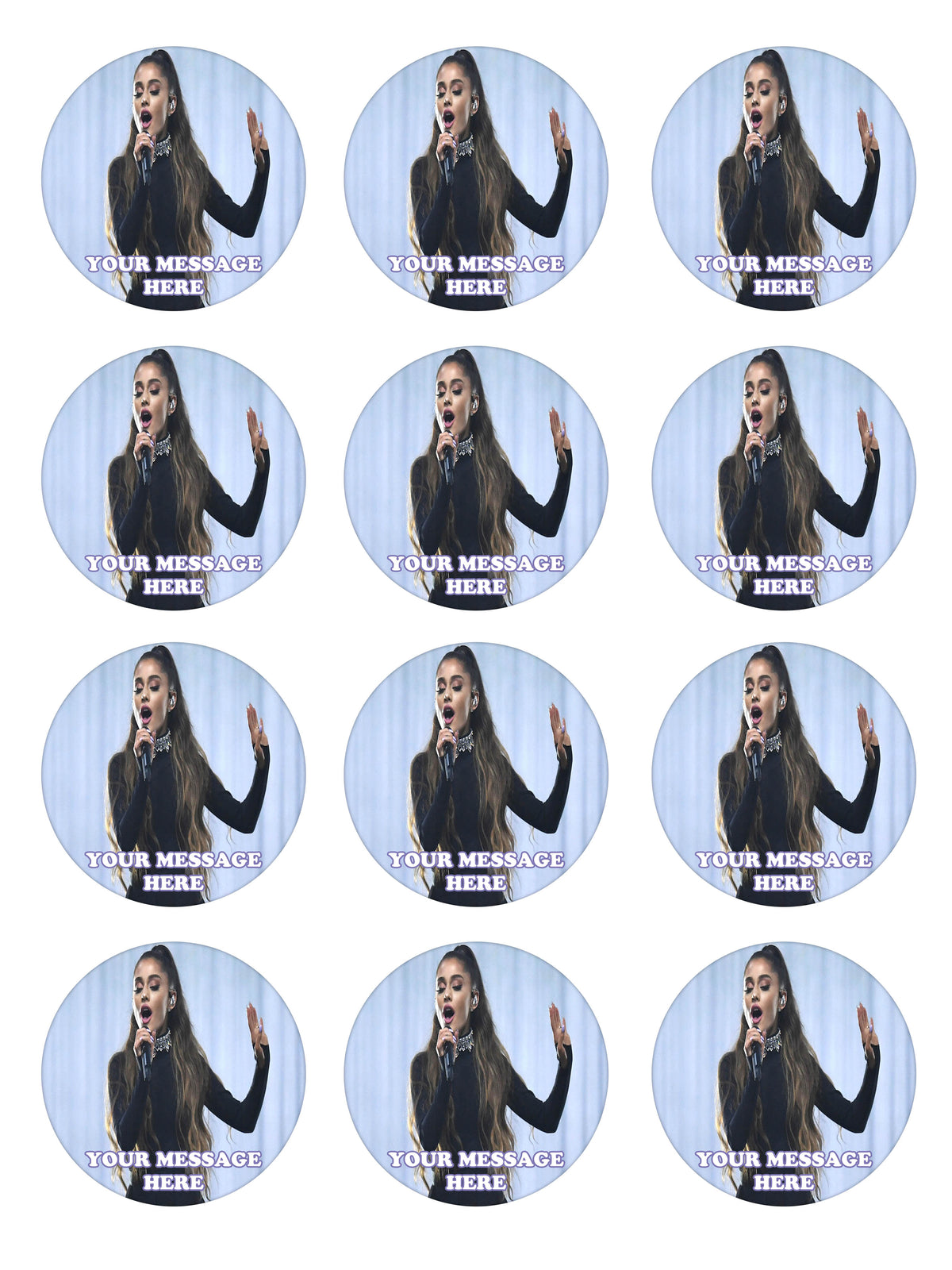 Ariana Grande Edible Cupcake Toppers (12 Images) Cake Image Icing Sugar Sheet