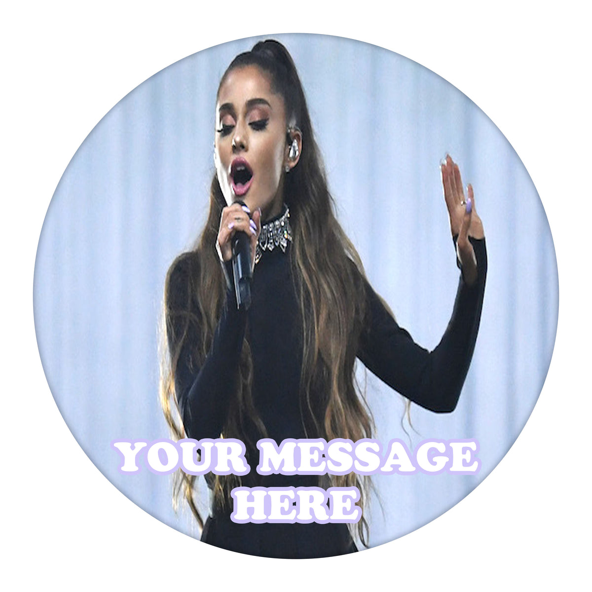 Ariana Grande Edible Image Cake Topper Personalized Birthday Sheet Custom Frosting Round Circle