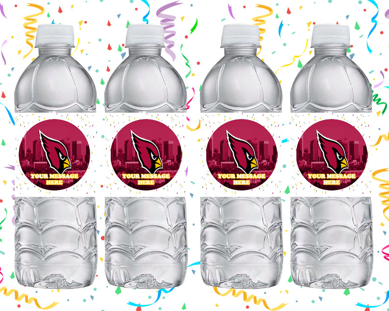 Arizona Cardinals Water Bottle Stickers 12 Pcs Labels Party Favors Supplies Decorations