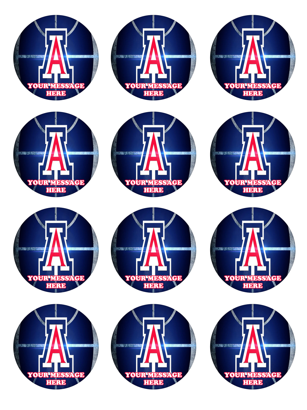 Arizona Wildcats Edible Cupcake Toppers (12 Images) Cake Image Icing Sugar Sheet