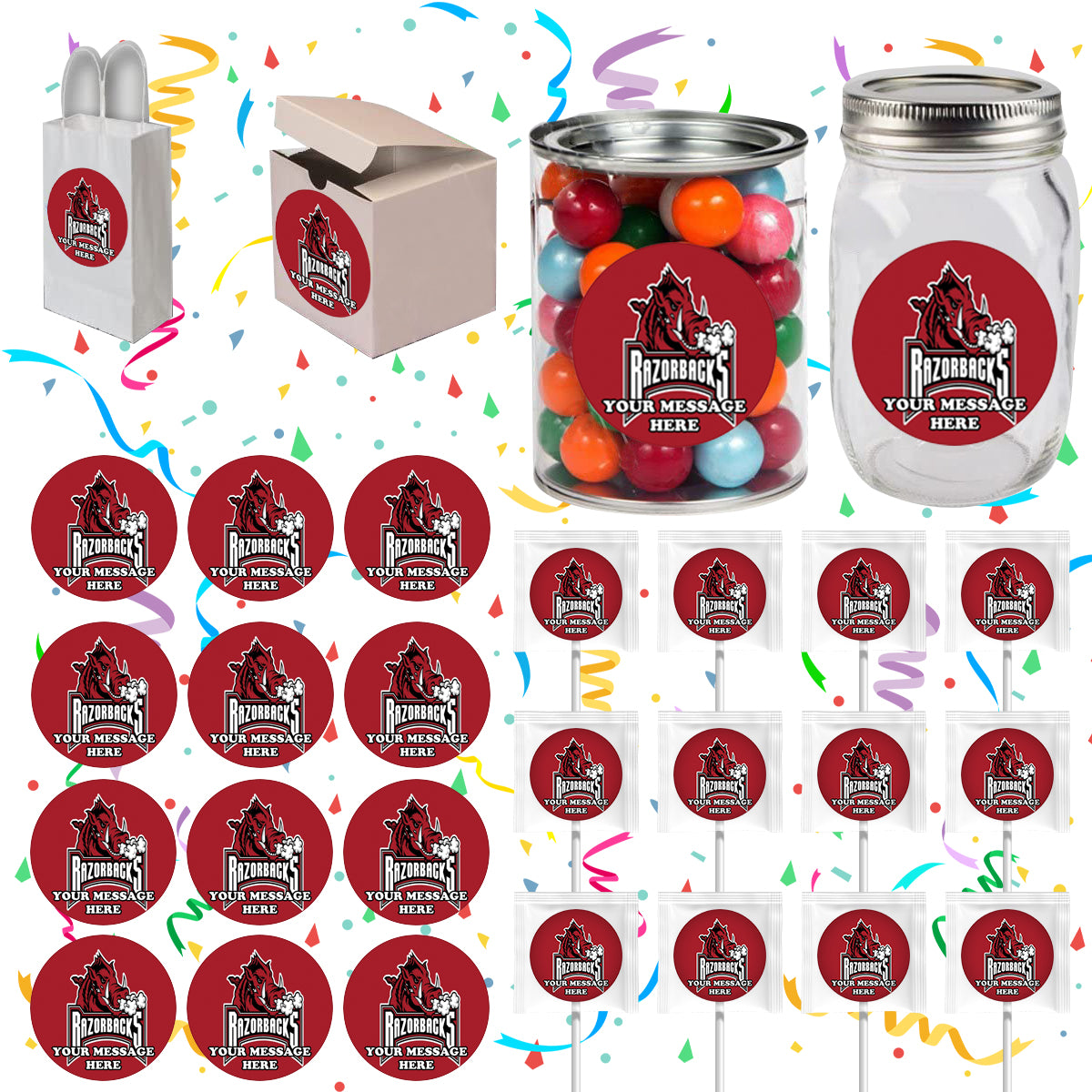 Arkansas Razorbacks Party Favors Supplies Decorations Stickers 12 Pcs