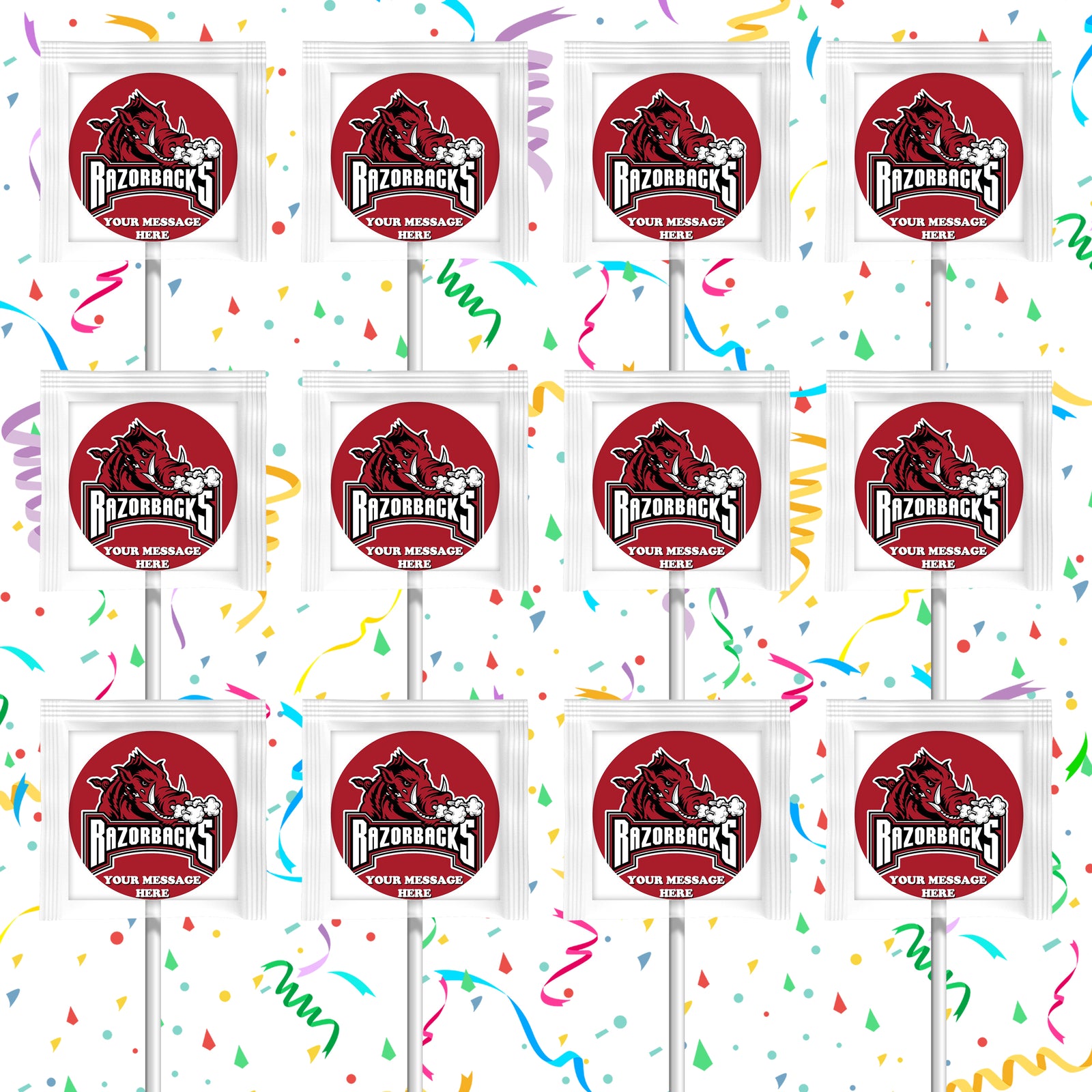 Arkansas Razorbacks Lollipops Party Favors Personalized Suckers 12 Pcs
